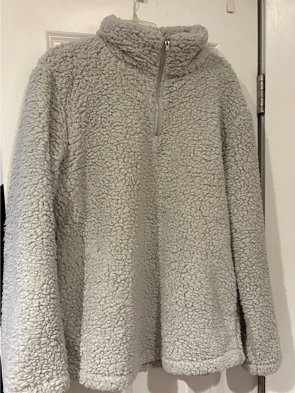 ZESICA Gray Sherpa Fleece Quarter Zip Pullover Women’s Size M